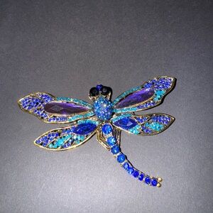 Blue and Gold Dragonfly Brooch